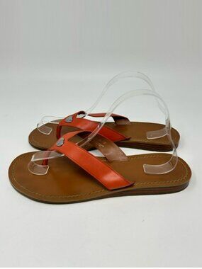 Coach Elis Leather Thong Sandals Orange Women's 9.5B